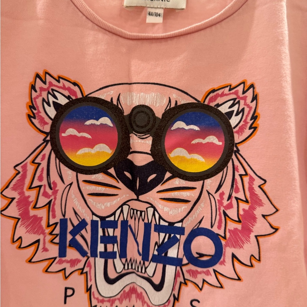 Kenzo Kids Pink Long Sleeve Tiger Tee Size4